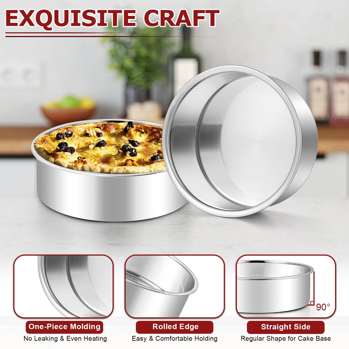 LIANYU heavy-gauge stainless steel pans provide even heating for layered cakes