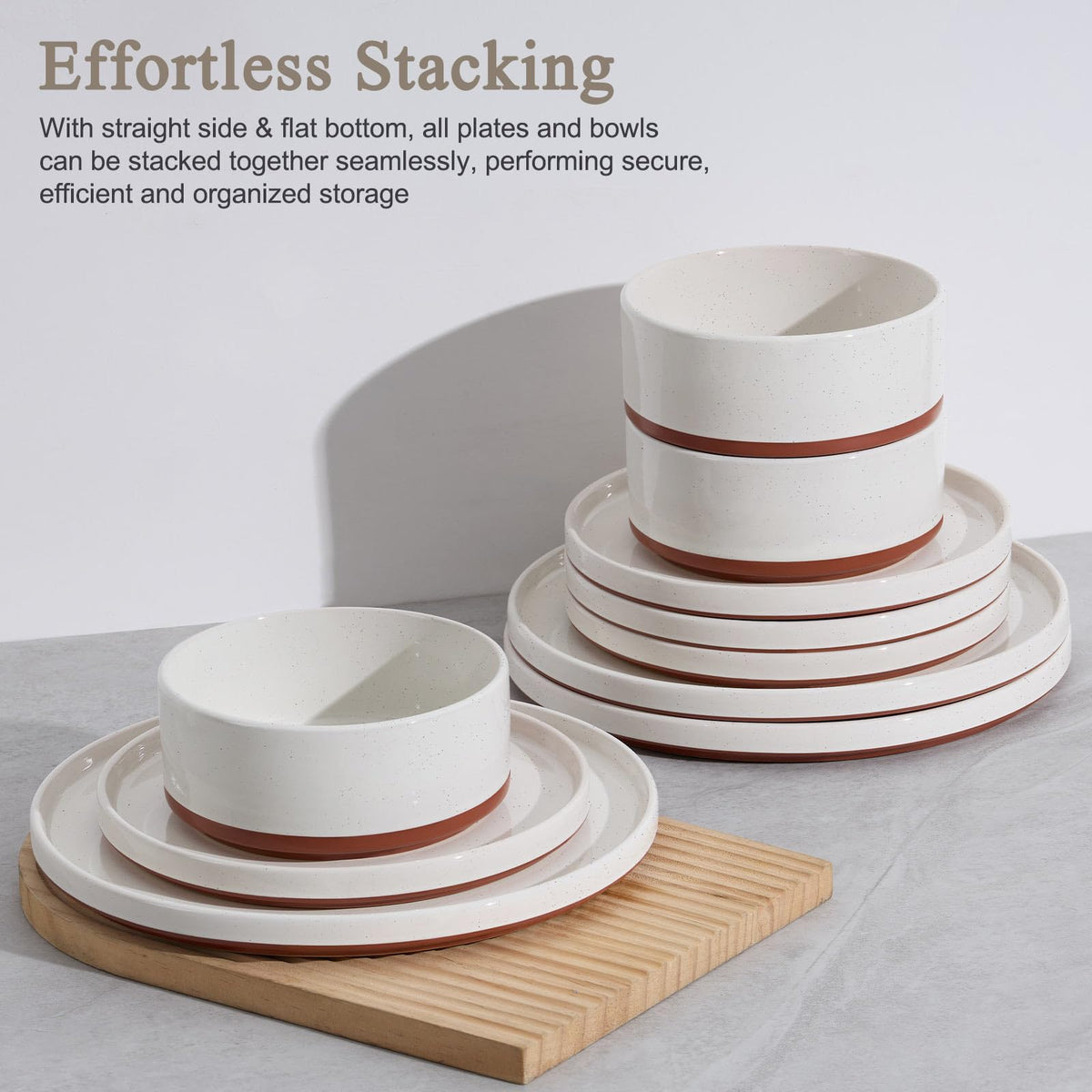 LIANYU sesame-speckle border detail adds rustic charm to dining.