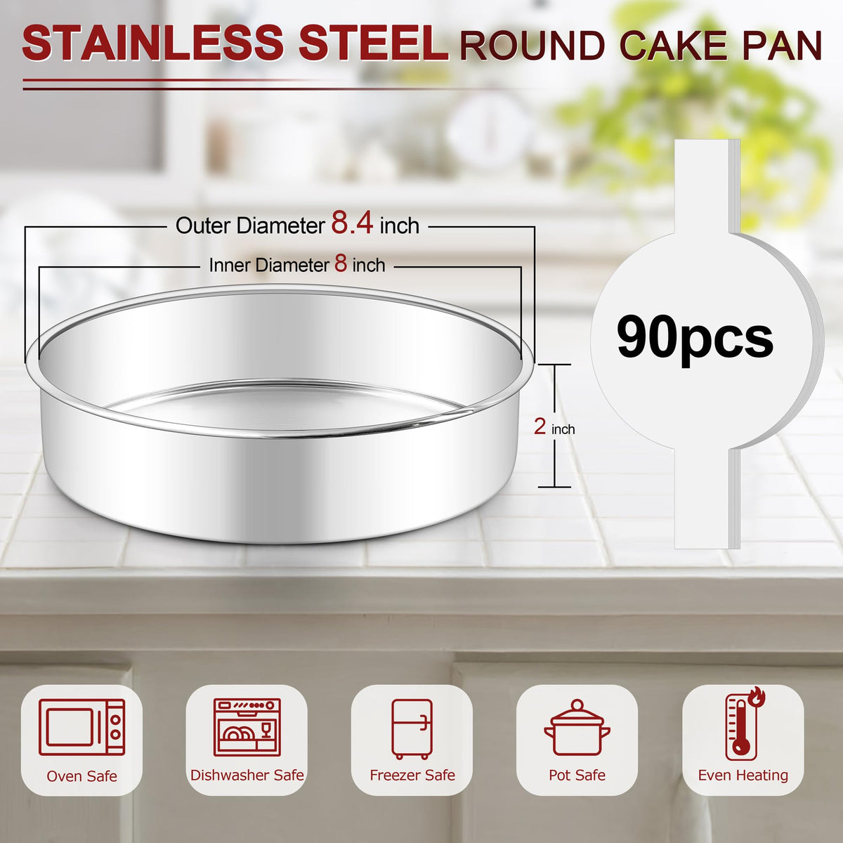 LIANYU stainless steel round bake pans for durable, even heating