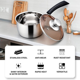 LIANYU stainless steel saucepan handle stays cool for a secure grip