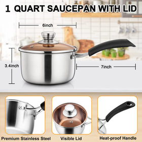 LIANYU versatile 1QT saucepan supports milk warming, sauces, eggs, and more