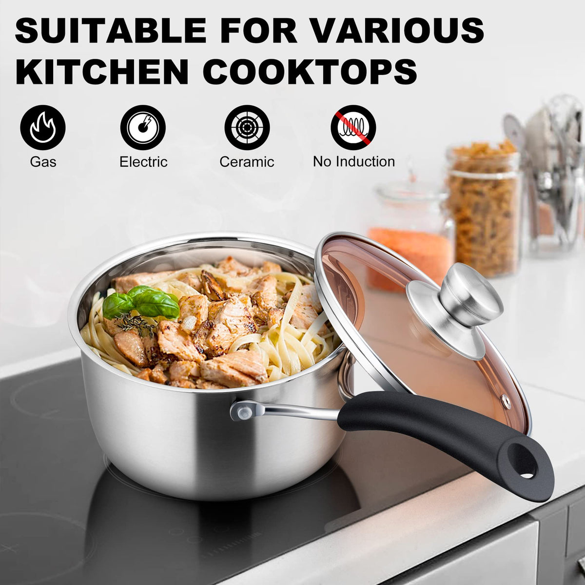 LIANYU glass lid with steam vent lets you monitor safely
