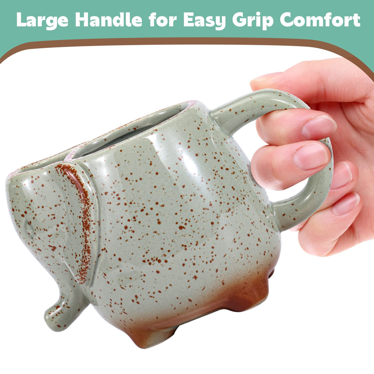 LIAVOEIZ elephant mug shows trunk pour for smooth pouring