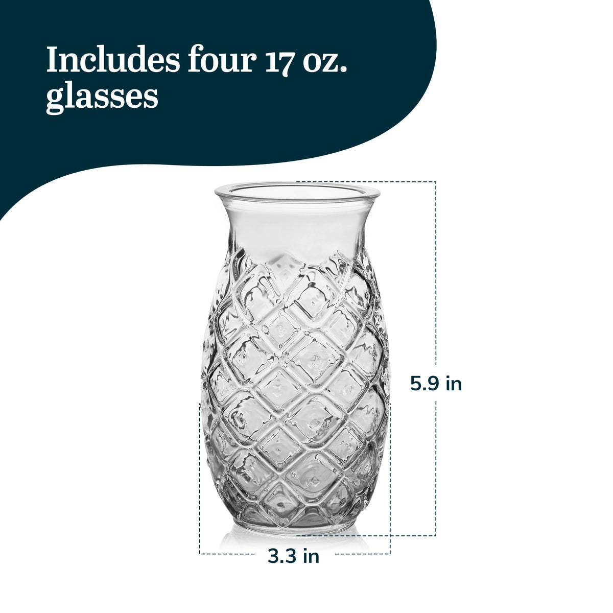Libbey 17-ounce Tiki Cocktail Glasses offer generous capacity for social sipping