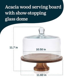 Libbey acacia wood cake stand lid keeps desserts fresh and visible
