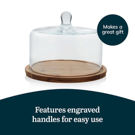Libbey acaciawood dessert platter with lid adds versatile entertaining value.