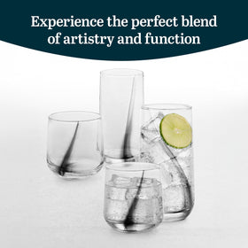 Libbey Ascent Black Ribbon 13.3-ounce double old fashioned glass for cocktails.