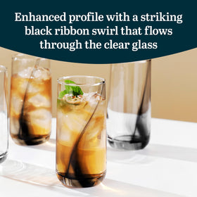 Libbey Ascent Black Ribbon close-up highlights glass detailing.