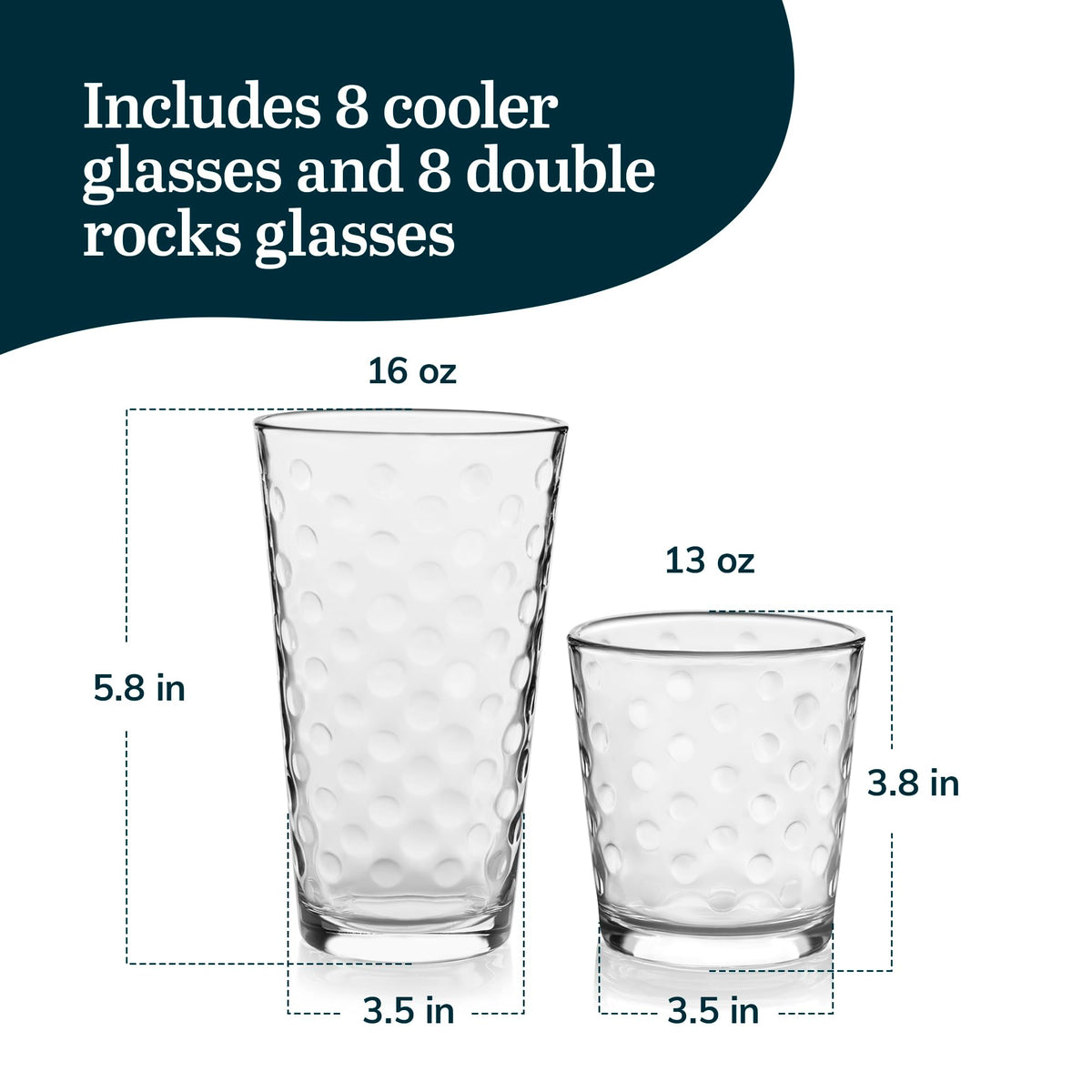 Libbey Awa 16-ounce tumbler for cold drinks and mixed beverages.