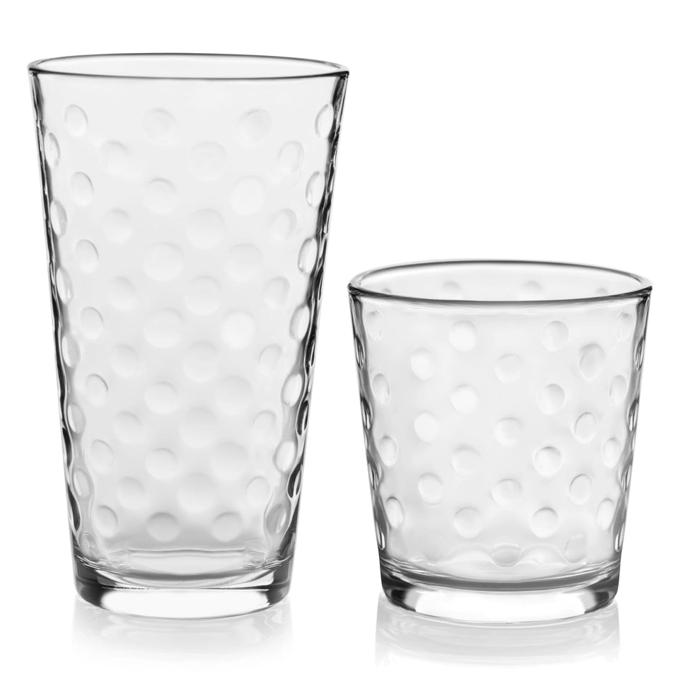 Libbey Awa tumbler with polka dots for casual sipping and entertaining.