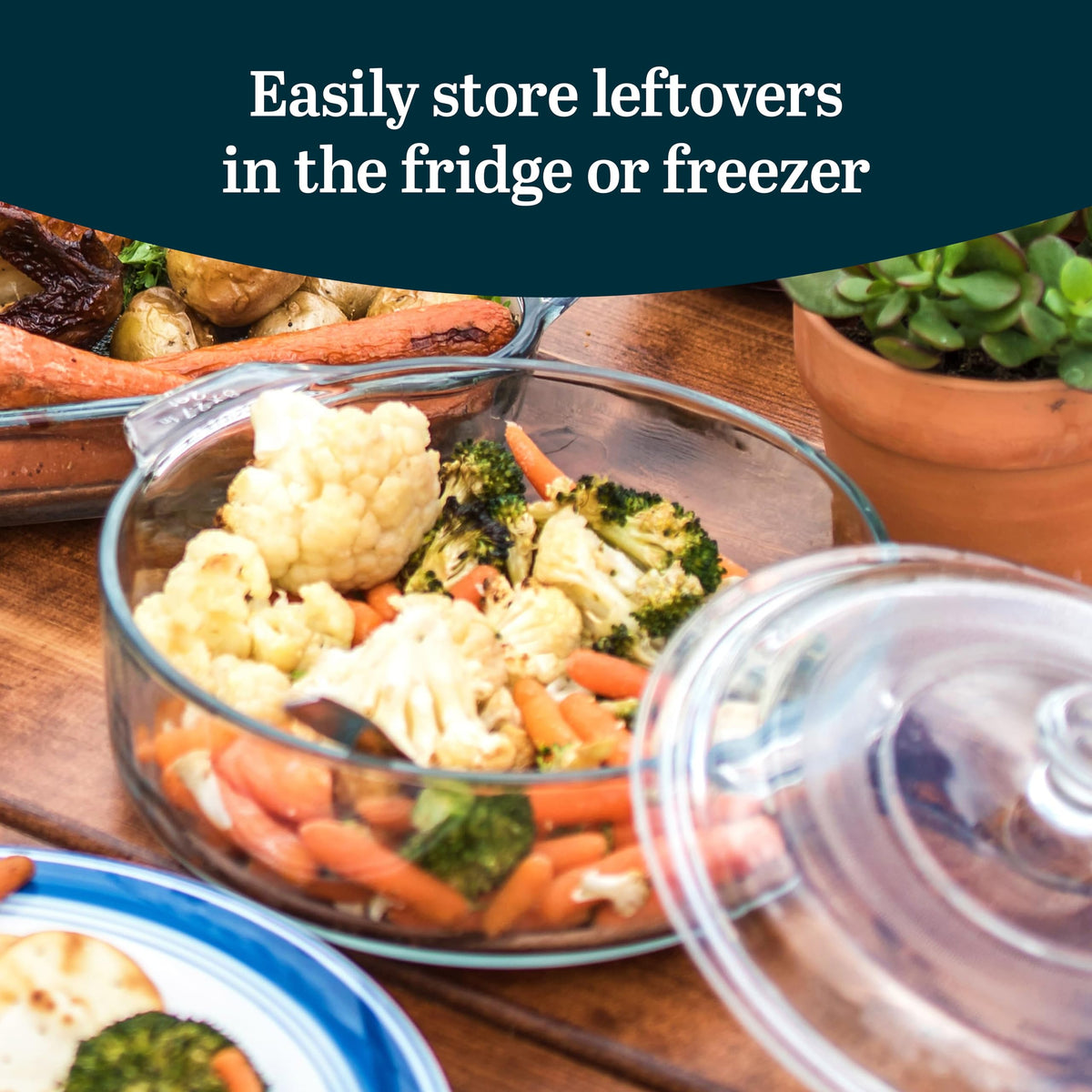 Libbey Bakers Basics stackable casserole dishes for organized kitchen storage.