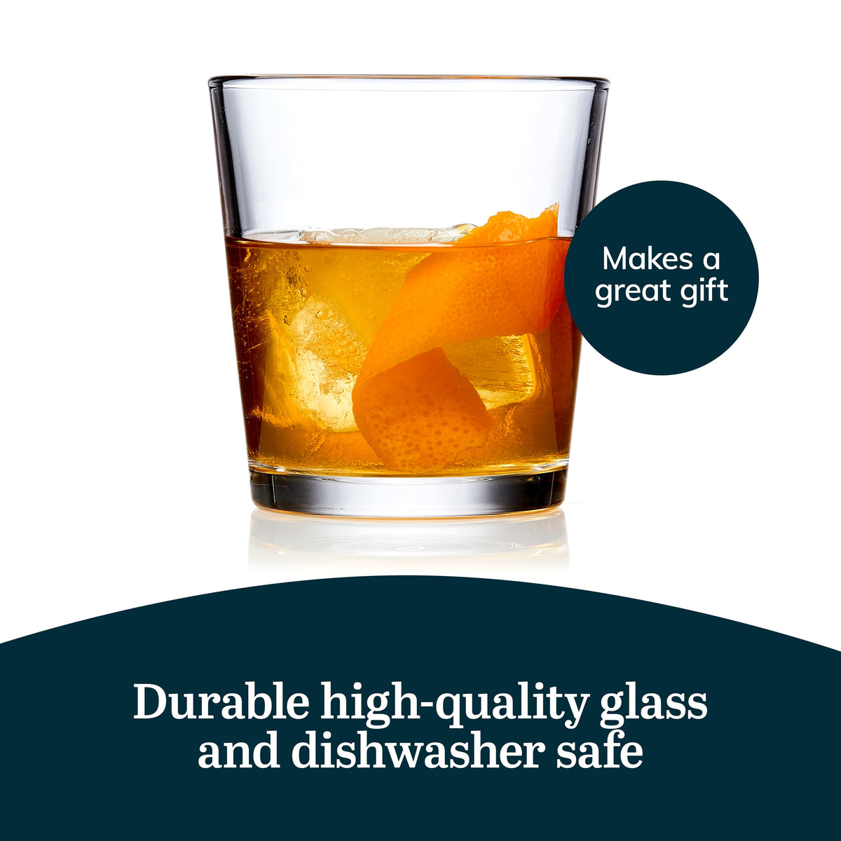 Libbey home bar accessory glass, versatile for cocktails, whiskey, or water.