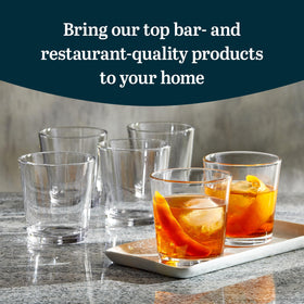 Libbey rocks glass, 12 oz, clear and sturdy for everyday beverages on ice.