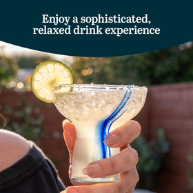 Libbey Blue Ribbon artisan blue streak margarita set enhances party presentation.