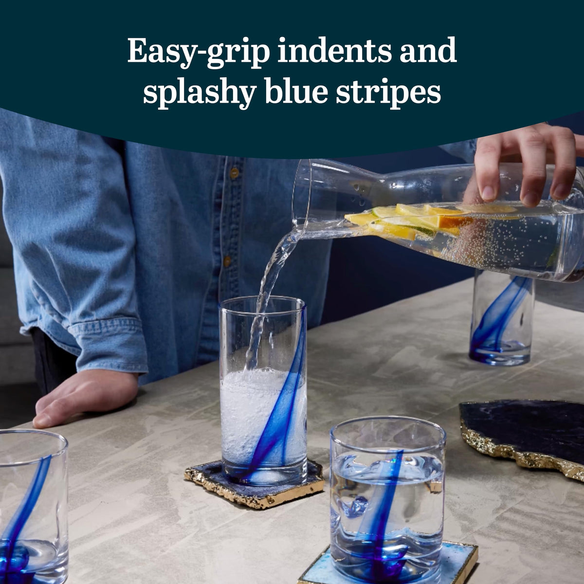 Libbey Blue Ribbon glass with heavy sham base for stability