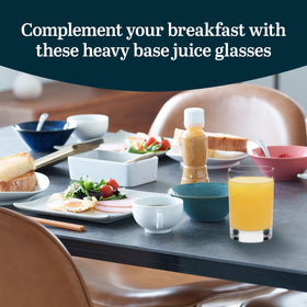Libbey breakfast juice cups in clear glass, perfect for everyday cold drinks.