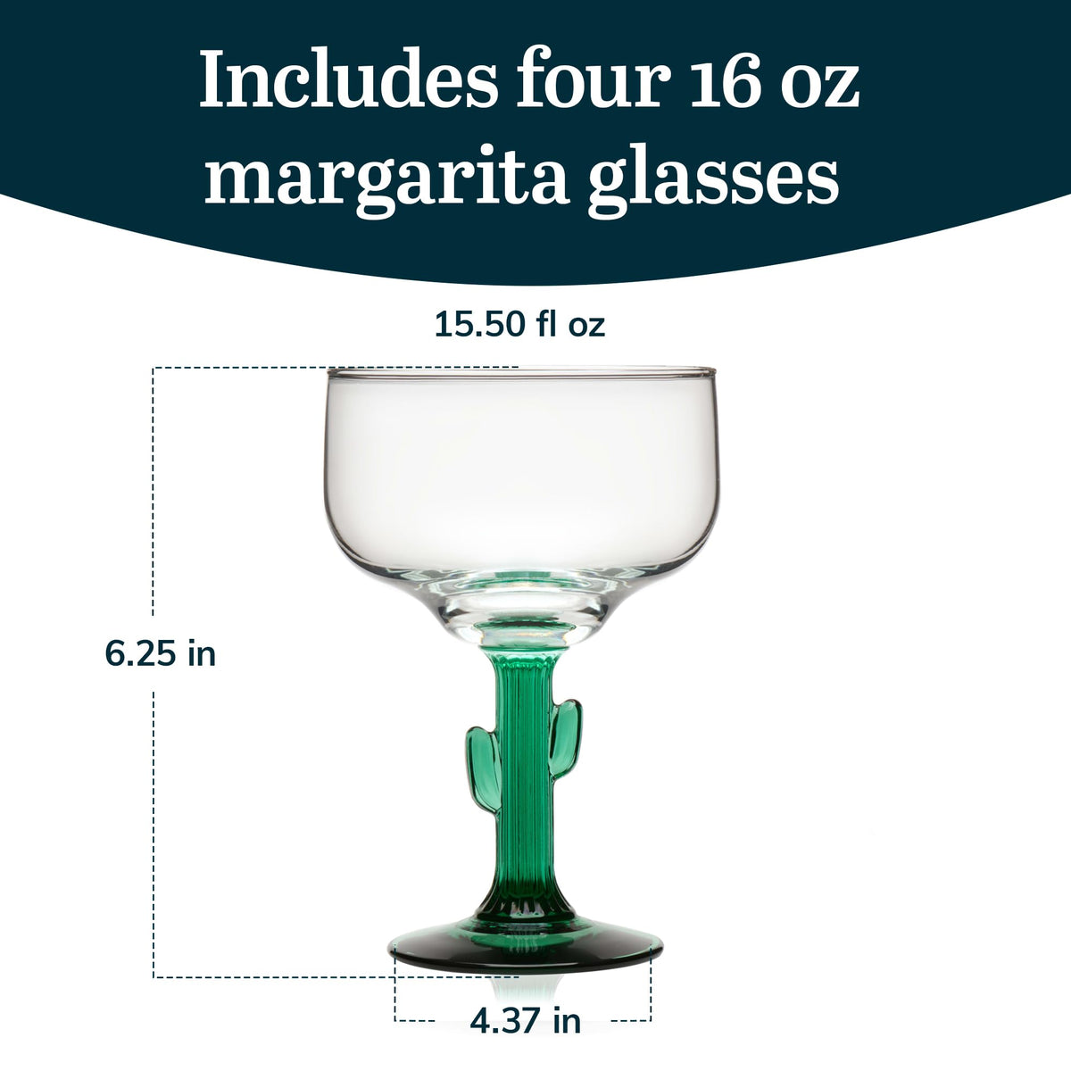 Libbey cactus margarita glasses feature vibrant color infusion to elevate presentation and flavor vibes.