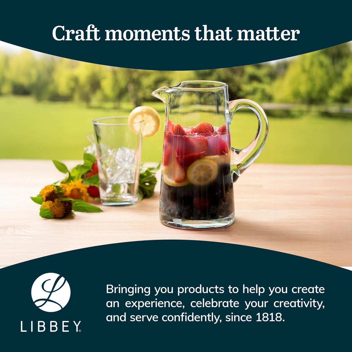 Libbey Cantina Pitcher with cocktail setup demonstrates versatile serving.