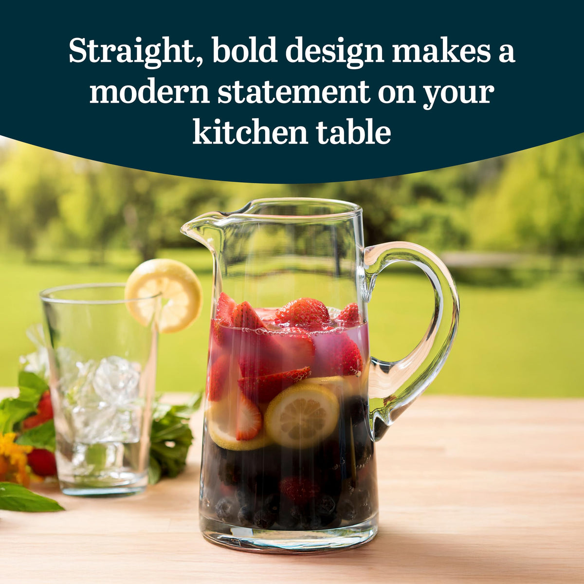Libbey Cantina Pitcher with handle side view for easy pouring.