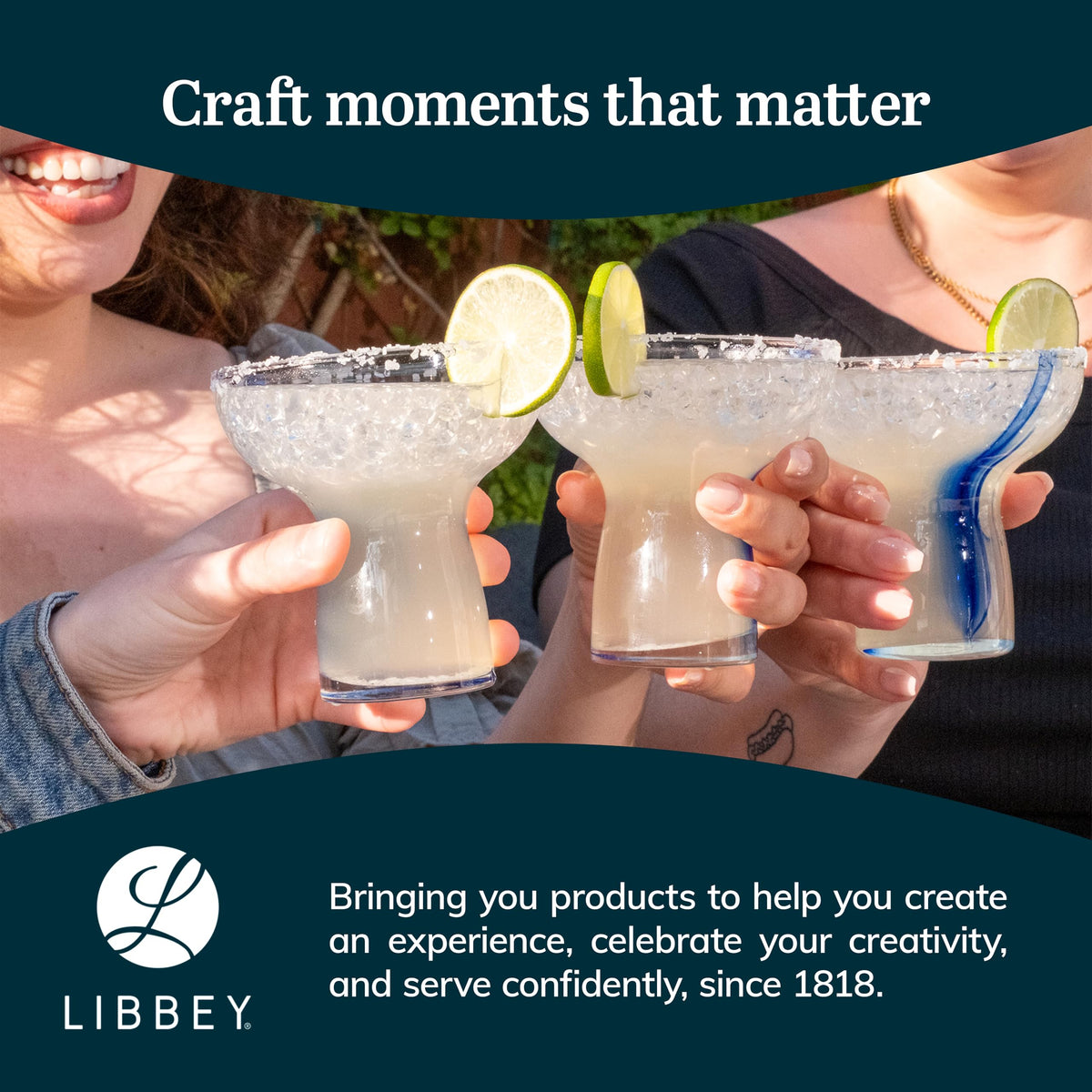 Libbey clear margarita glasses enhance beverage displays at parties