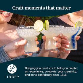 Libbey clear margarita glasses enhance beverage displays at parties