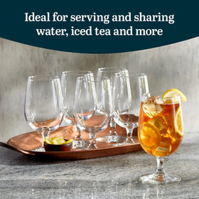 Libbey clear stemmed glasses showcasing beverages with bright clarity