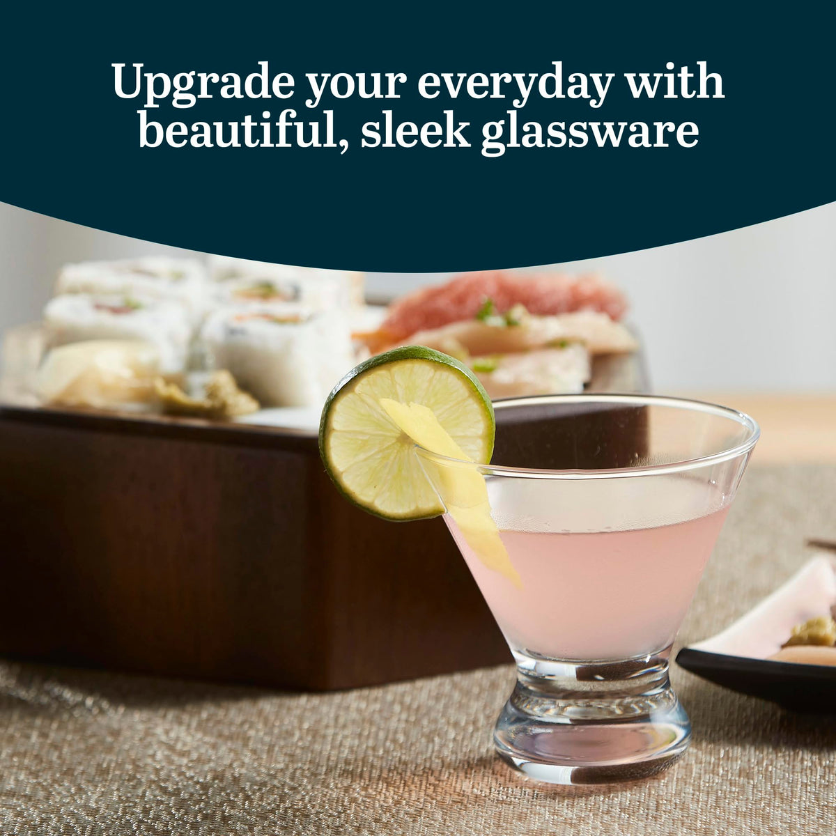 Libbey cosmopolitan stemless martini glasses clear design showcasing cocktails