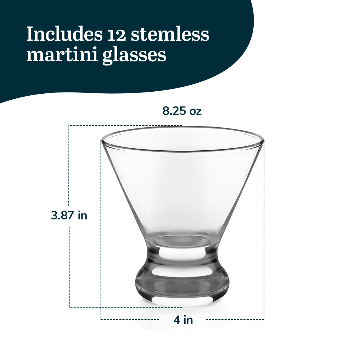Libbey cosmopolitan stemless martini glasses at a wedding setup