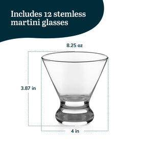 Libbey cosmopolitan stemless martini glasses at a wedding setup