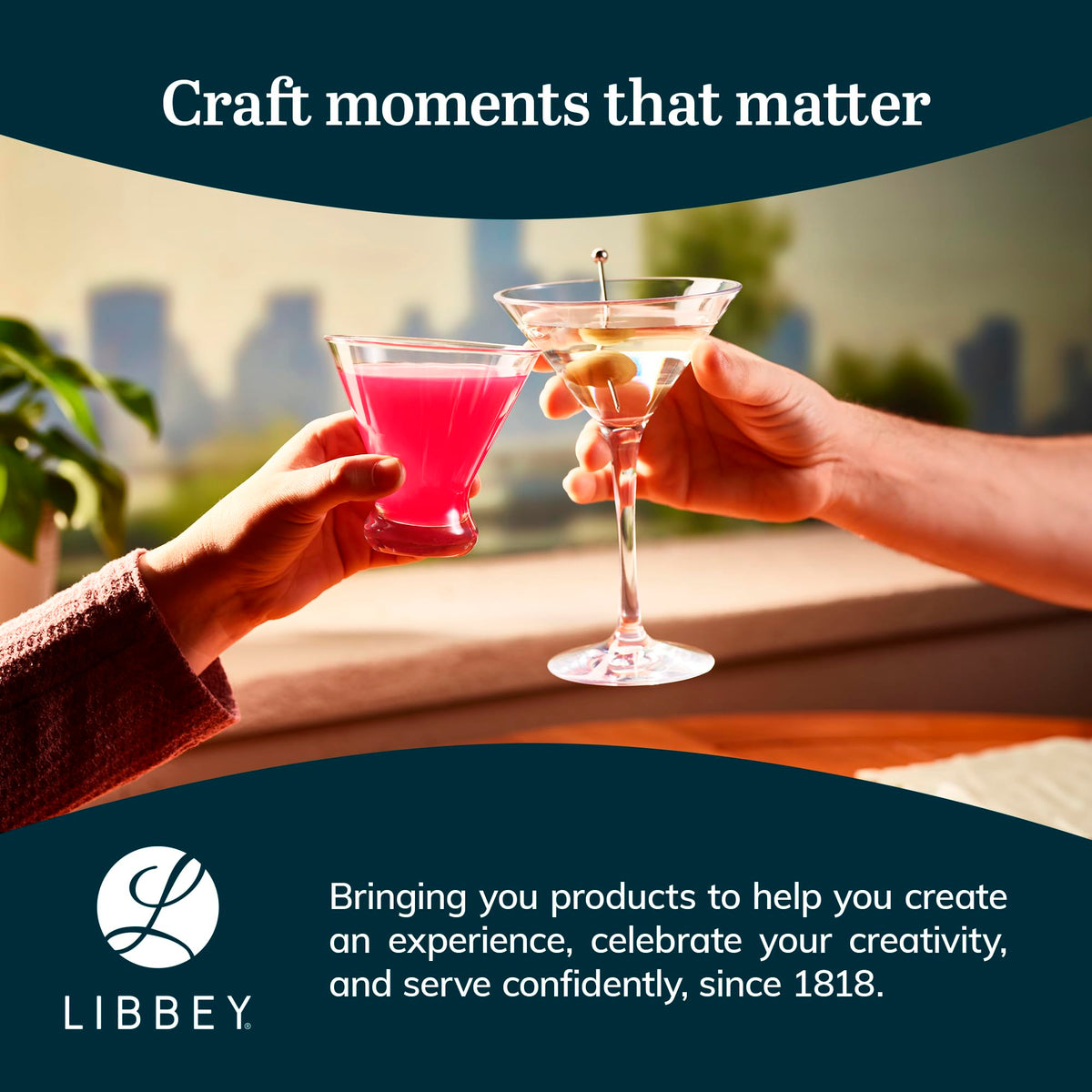 Libbey cosmopolitan stemless martini glasses wide rim for aroma and sipping
