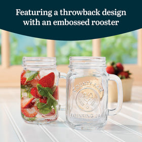 Libbey embossed rooster detail adds vintage charm to beverages.