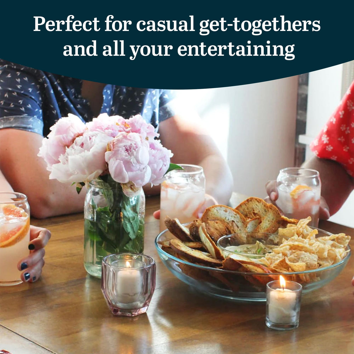 Libbey dishwasher-safe glass tumbler for quick cleanup after gatherings.