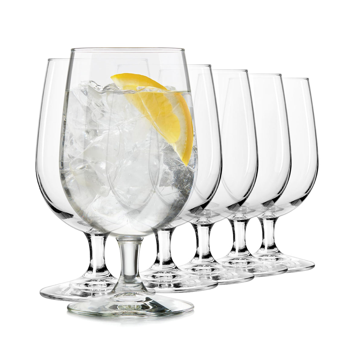 Libbey entertaining essentials stemmed water glasses, 16 oz six-piece set ready for serving