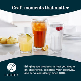 Libbey Gibraltar 12oz rocks glass on dining table sets a refined mood.