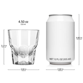 Libbey Gibraltar DuraTuff cortado glasses feature a faceted design for elegant tasting flights.