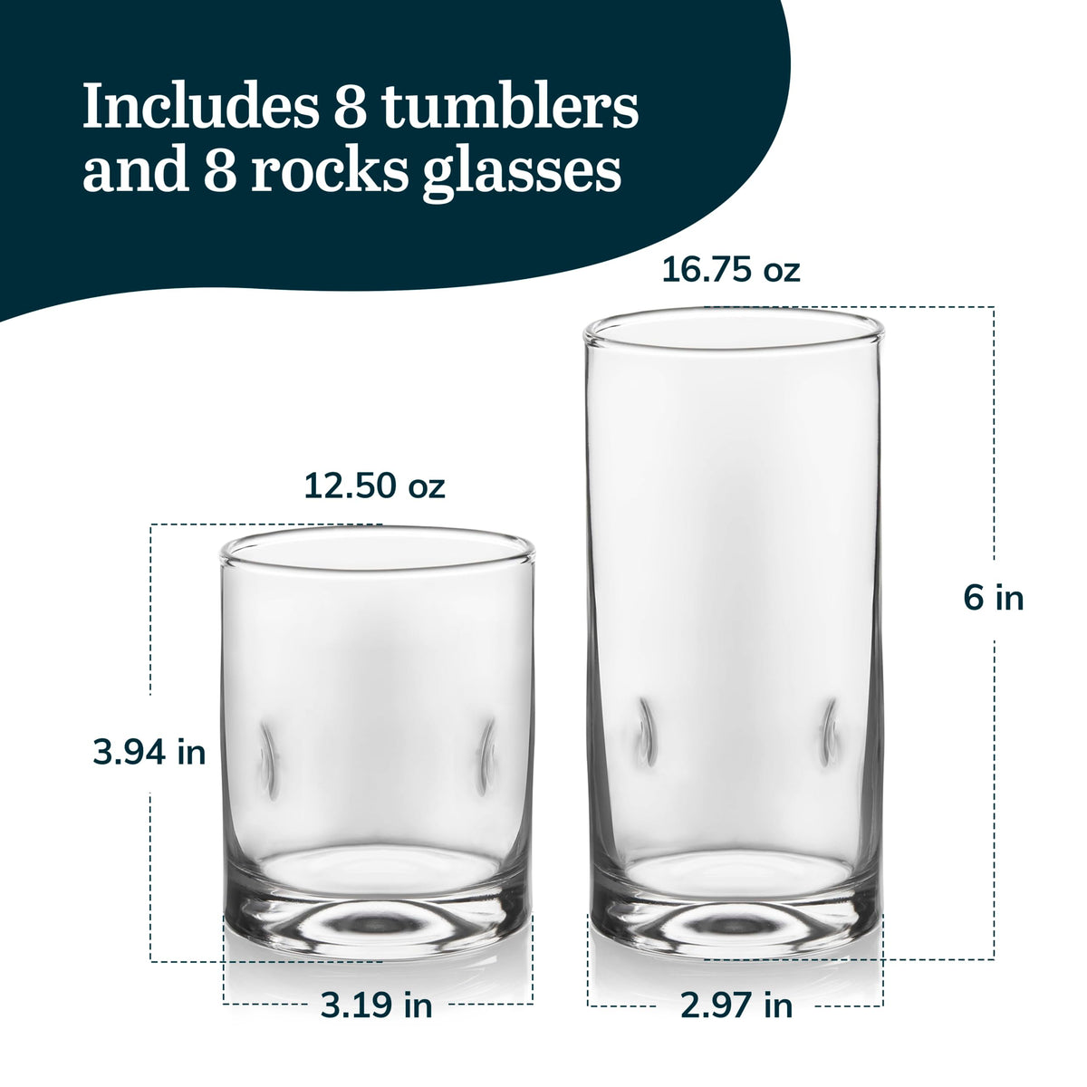Libbey Impressions rocks glass featuring a chip-resistant rim for durable daily use.