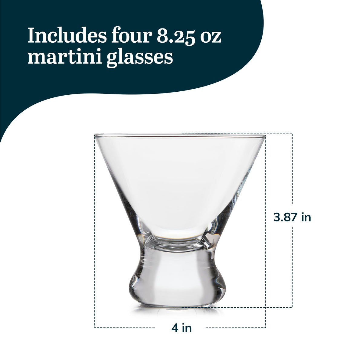 Libbey lightweight stemless martini cups offer easy handling for guests.