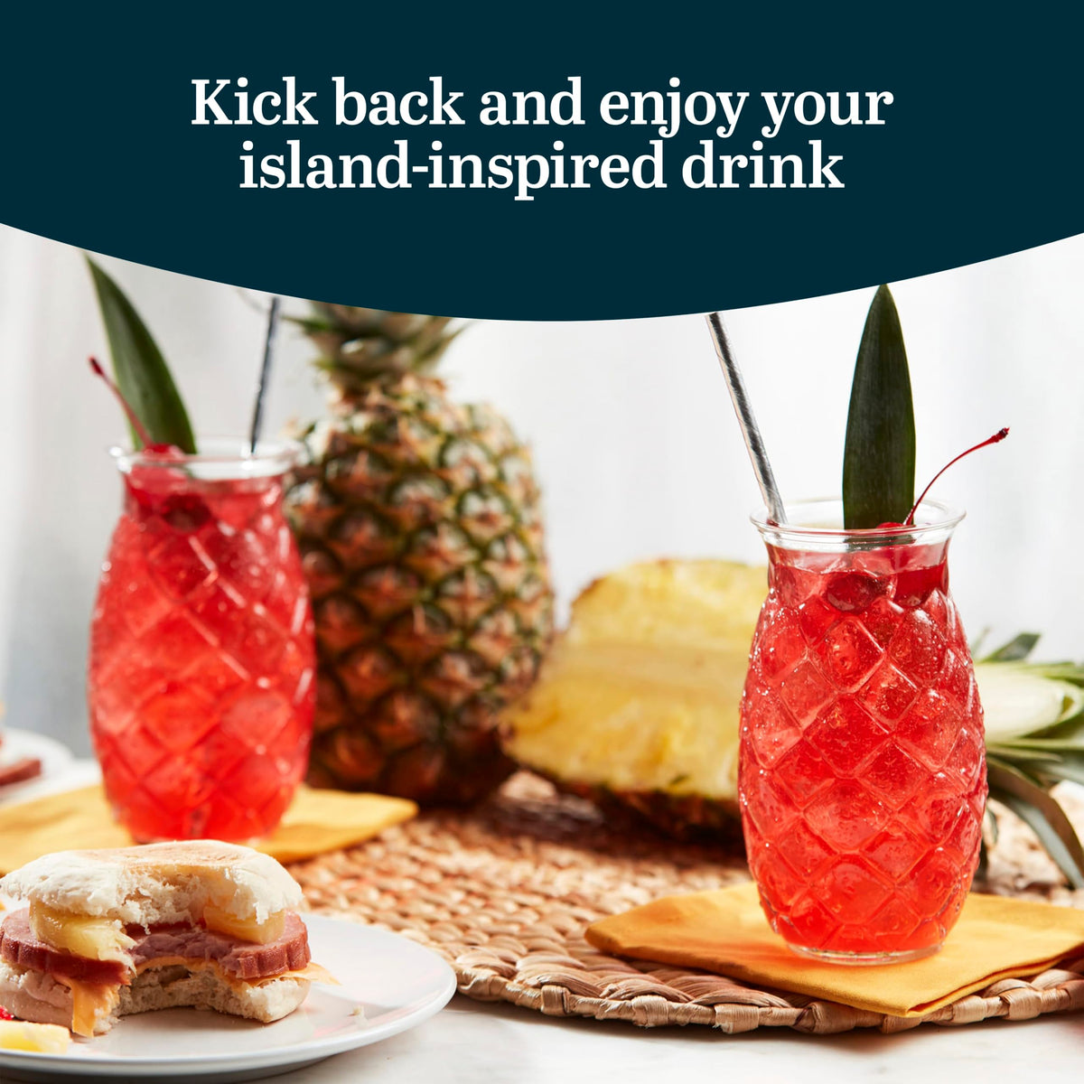 Libbey Pineapple Glassware for Backyard Luau enhances tropical vibes