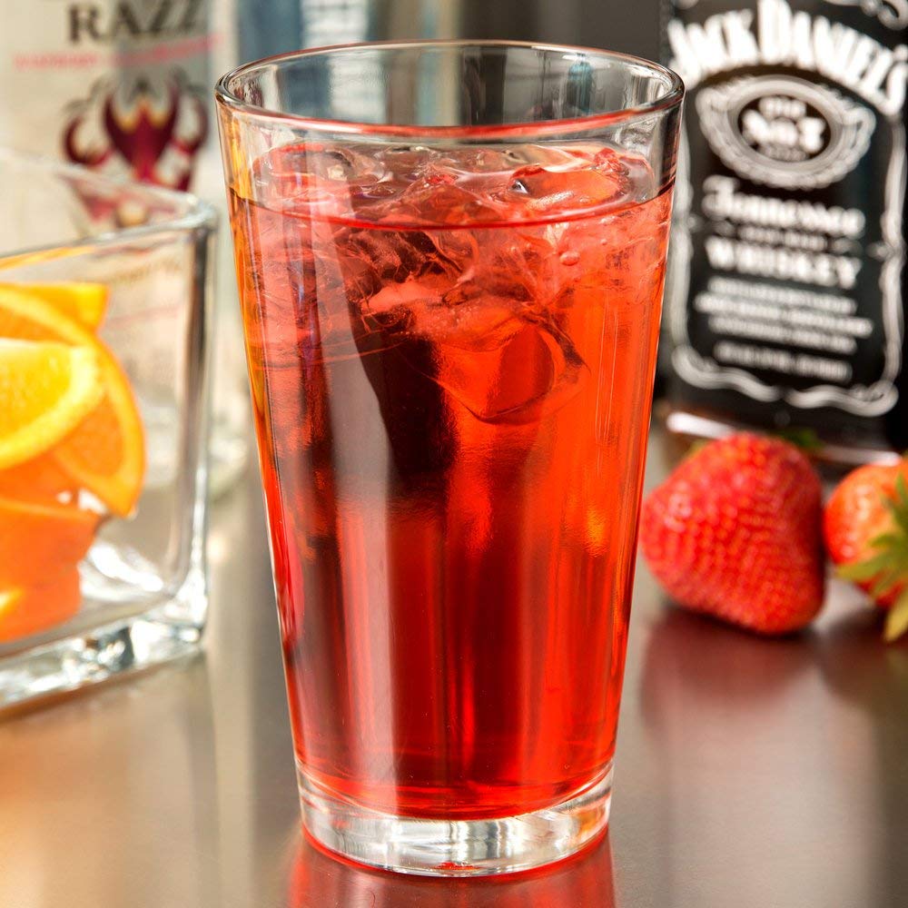 Libbey pint glass with DuraTuff rim close-up showing edge protection.