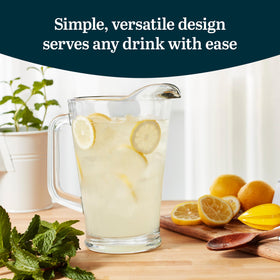 Libbey pitcher features ergonomic handle and stable base for secure serving