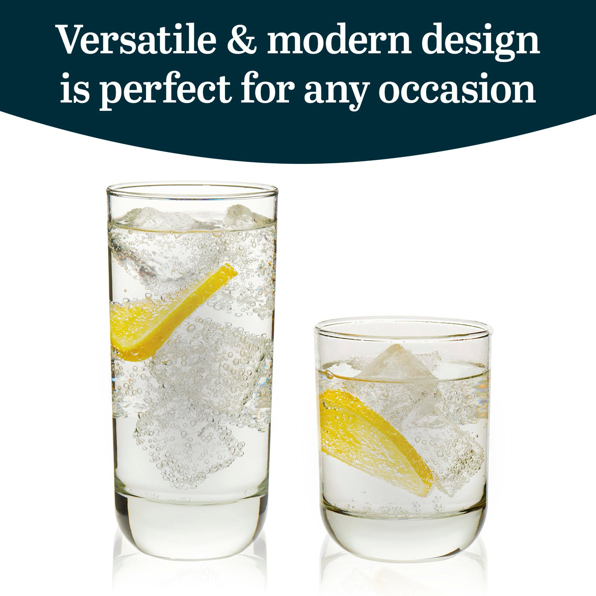 Libbey Polaris glass collection showing clear, modern lines
