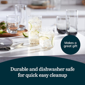 Libbey Polaris glassware dishwasher-safe label for easy cleanup.
