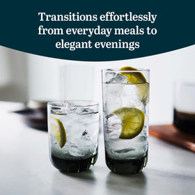 Libbey Polaris rocks glass smoke hue side profile, perfect for cocktails and gatherings.
