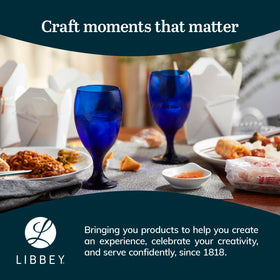 Libbey Premiere cobalt glassware elevates casual and formal gatherings.