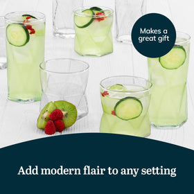 Libbey Rhombus 16-piece set is versatile for cocktails and water.