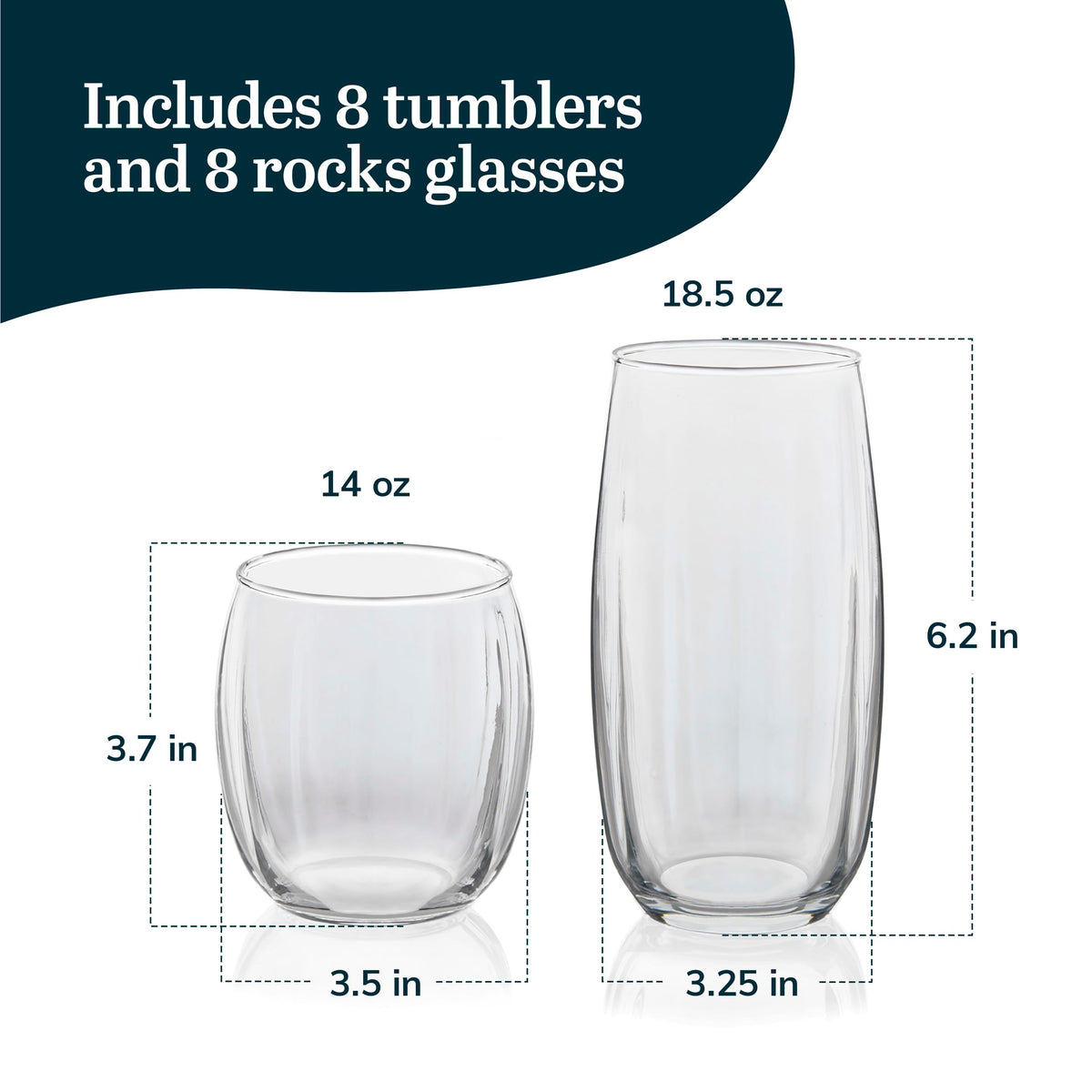 Libbey Samba glassware set-16-piece modern style for entertaining.