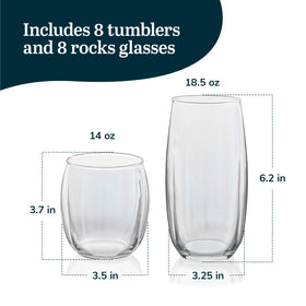 Libbey Samba glassware set-16-piece modern style for entertaining.