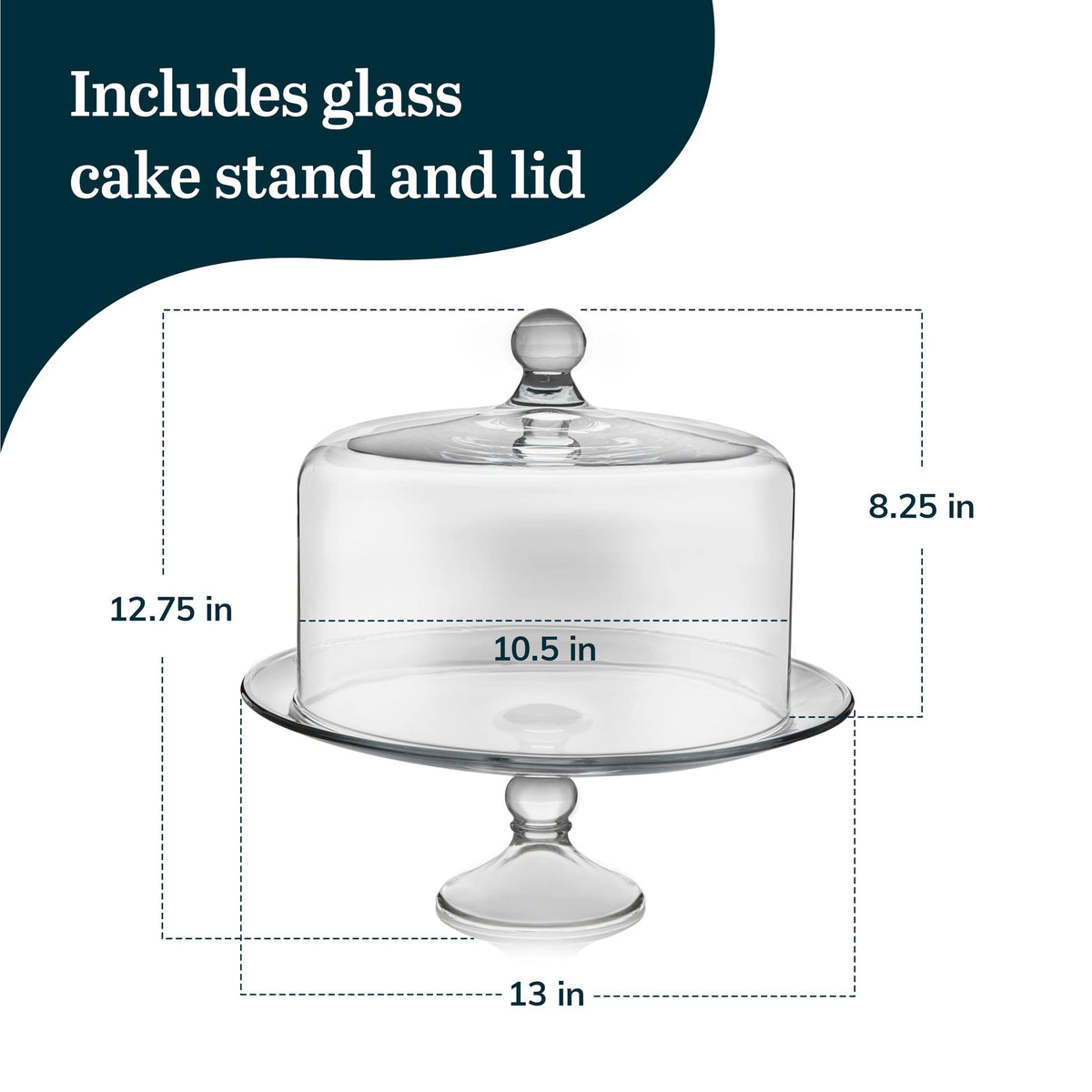 Libbey Selene cake stand with curved feet detail for stable display