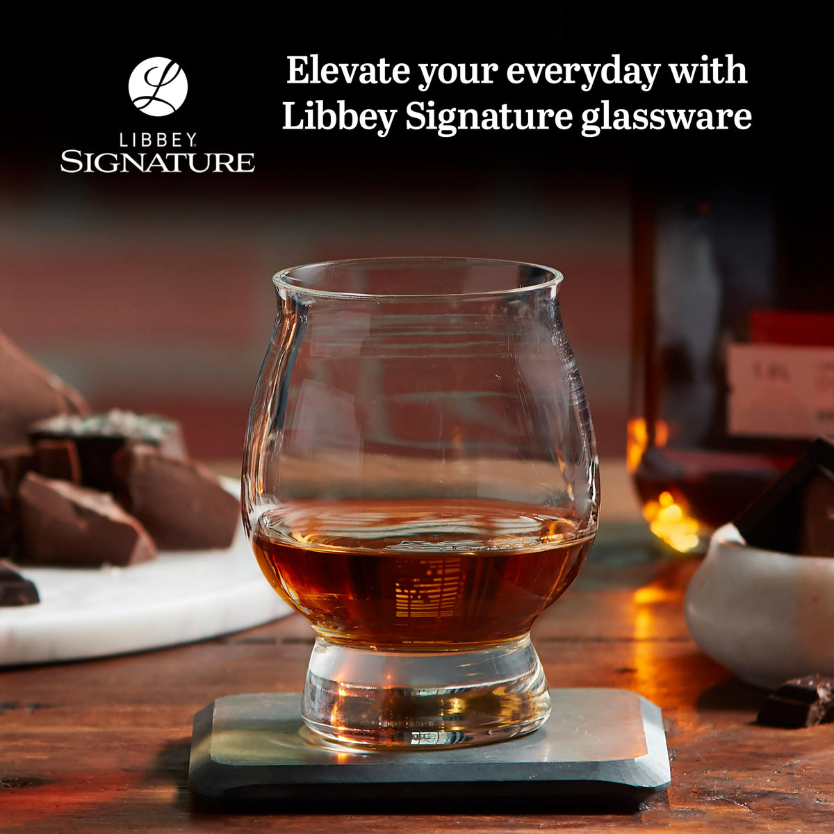 Libbey Signature Kentucky Bourbon Trail glass swirl captures movement and bouquet for sipping.