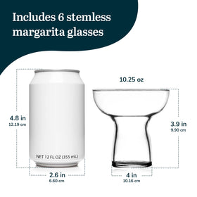Libbey stemless margarita glass for easy grip and spill prevention during parties